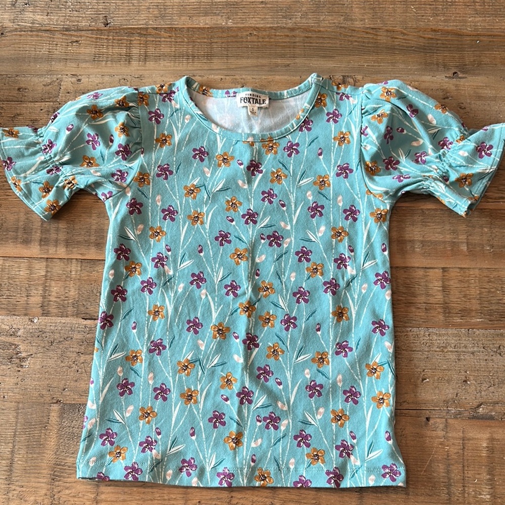Floral Kids Top - Turquoise and Purple